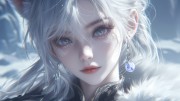 二次元白毛兽耳少女高清4K壁纸