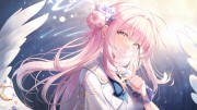 高清二次元粉色长发天使少女4K壁纸