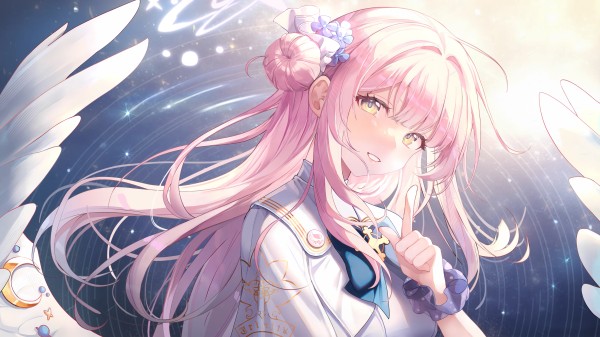 高清二次元粉色长发天使少女4K壁纸