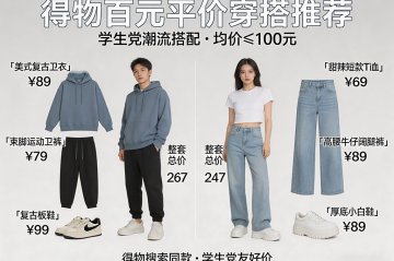 学生党得物平价穿搭 百元潮流搭配推荐
