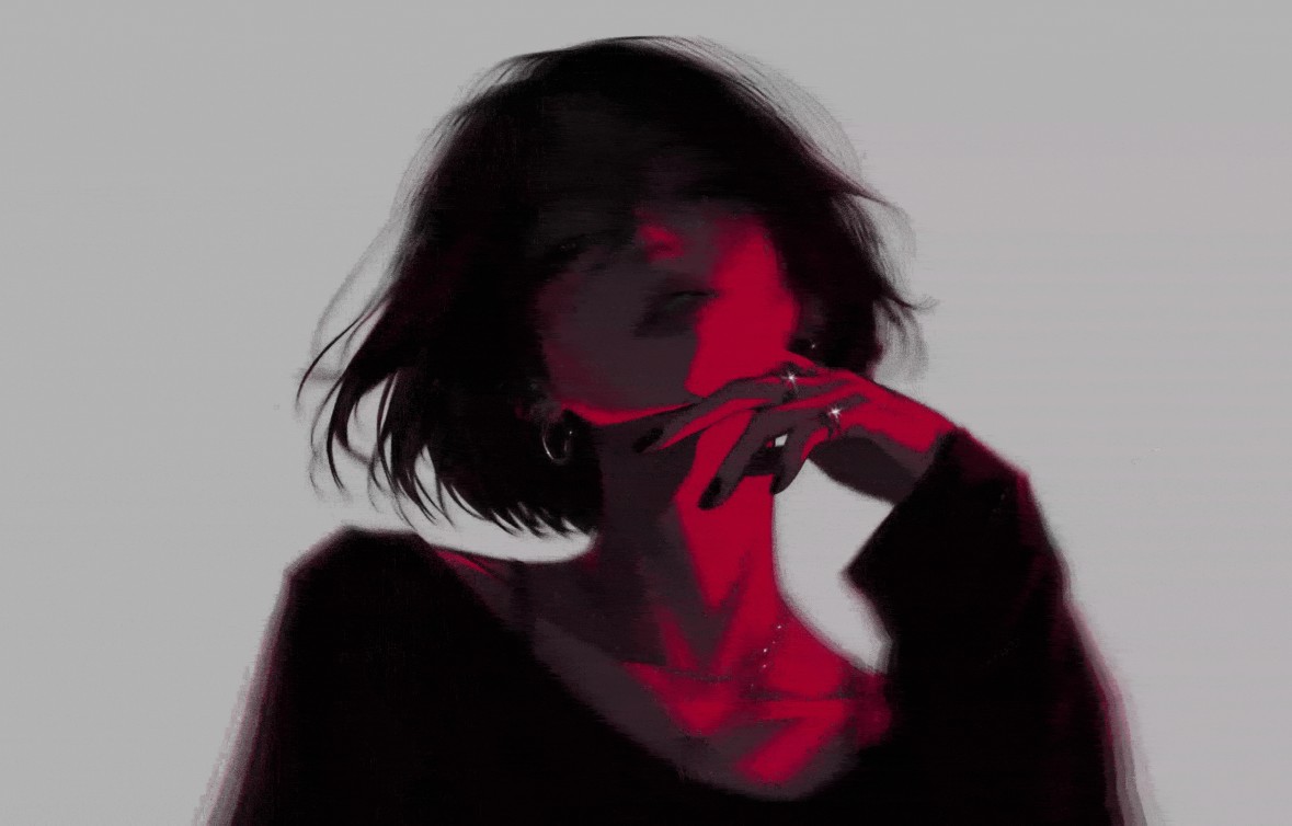 暗黑系红黑氛围感女生插画4K壁纸