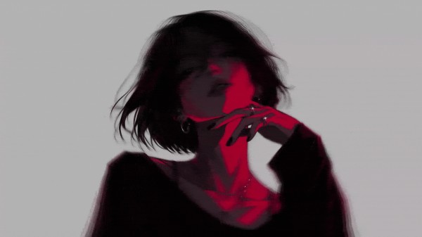 暗黑系红黑氛围感女生插画4K壁纸